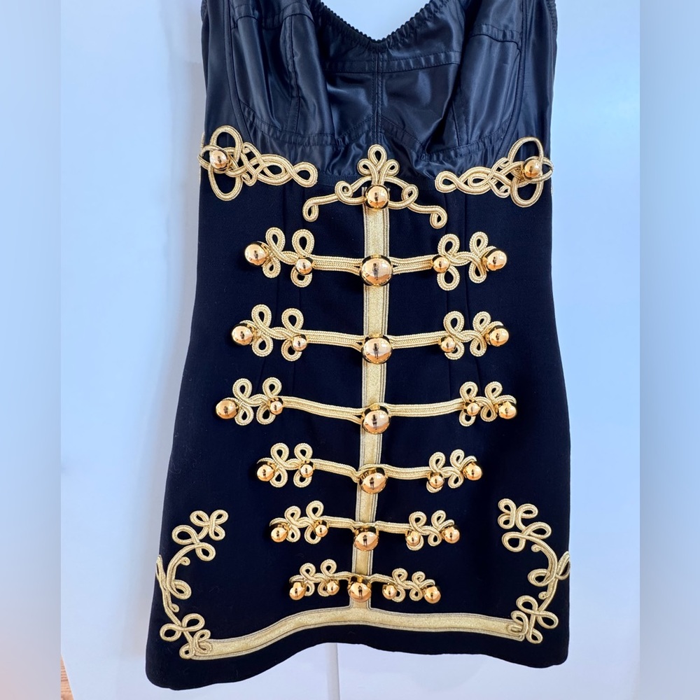 Dolce & Gabbana Runway Black Mini Dress with Gold Embellishment size IT 44 - Picture 3 of 16